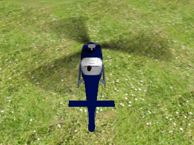 Ein Hubschrauber auf der grünen Wiese