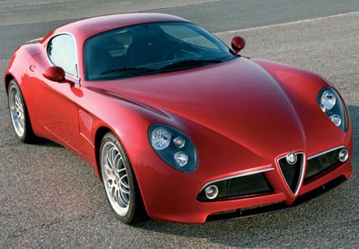 The Alfa Romeo 8C Competizione, in a specially developed red